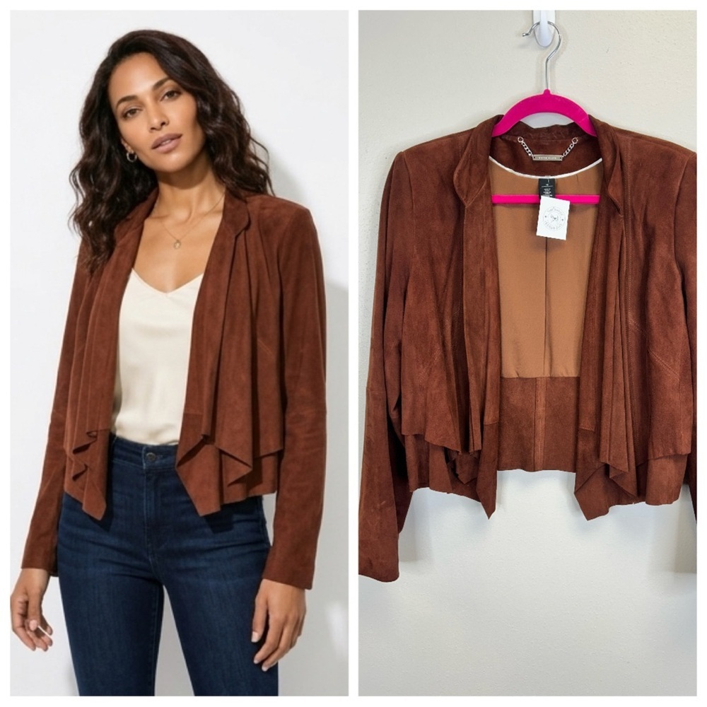 Suede Leather Boho Shacket Blazer Western Cowgirl Rodeo M Festival Southwestern